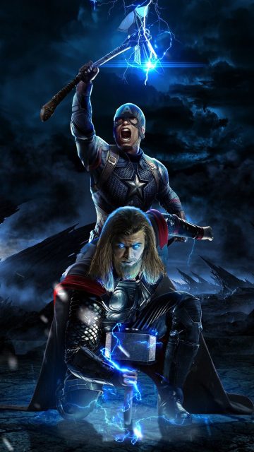 Captain America and Thor Avengers Endgame Battle iPhone Wallpaper