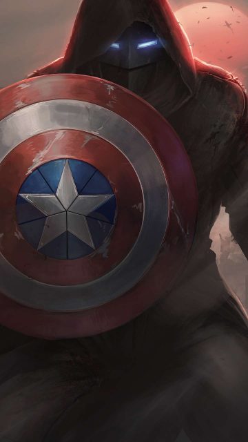 Captain America with Iron Mask iPhone Wallpaper