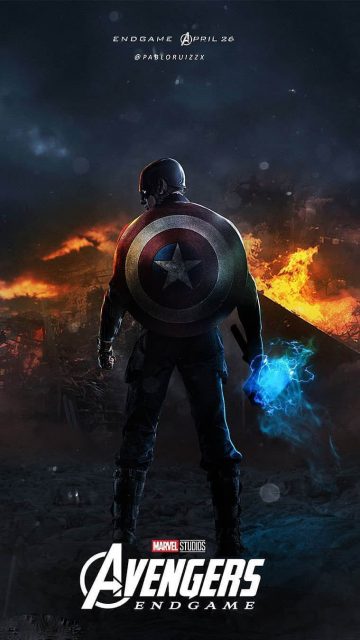 Captain America with Mjolnir Endgame iPhone Wallpaper