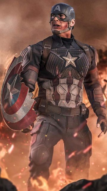 Captain America with his Broken Shield iPhone Wallpaper