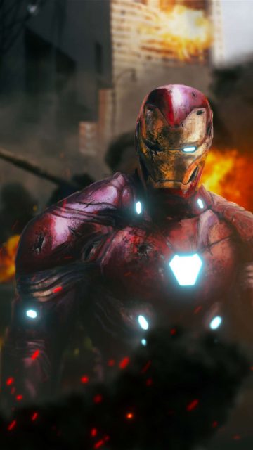 Iron Man Mark 50 Damaged iPhone Wallpaper