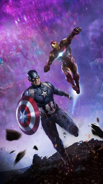 Iron Man and Captain America Endgame Battle iPhone Wallpaper