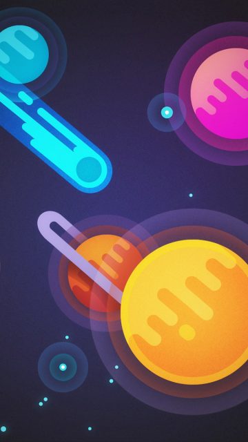 Planets and Meteors Simple Art iPhone Wallpaper