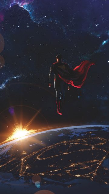 Superman in Space iPhone Wallpaper