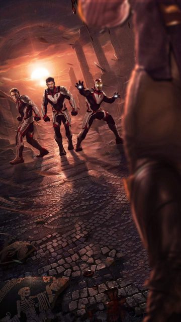 Thor Captain America Iron Man in Quantum Realm Suit Avengers Endgame iPhone Wallpaper