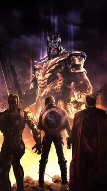 Thor Captain America Iron Man vs Thanos iPhone Wallpaper