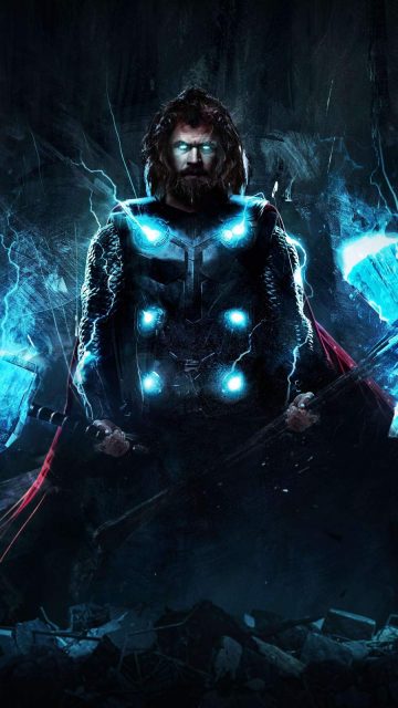 Thor with Mjolnir and Stormbreaker iPhone Wallpaper