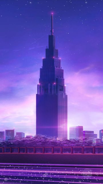 Anime World Skyscraper iPhone Wallpaper