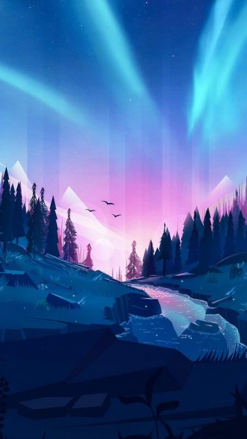 Auroral Forest iPhone Wallpaper