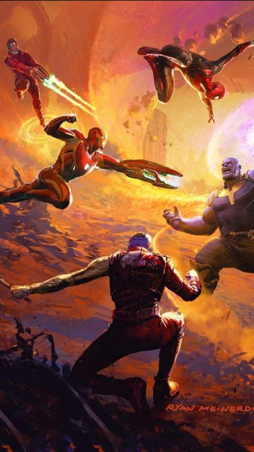 Avengers vs Thanos Art iPhone Wallpaper