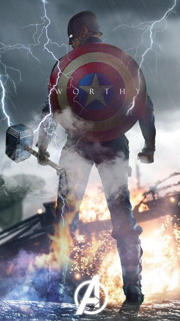 Captain Worthy with Thor Hammer iPhone Wallpaper