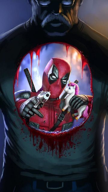 Deadpool and Unicorn iPhone Wallpaper