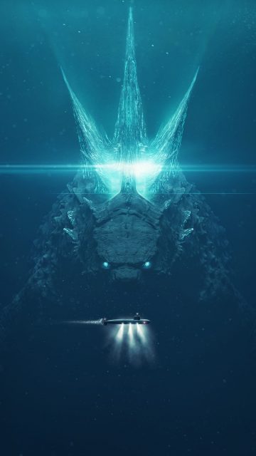 Godzilla vs Submarine iPhone Wallpaper