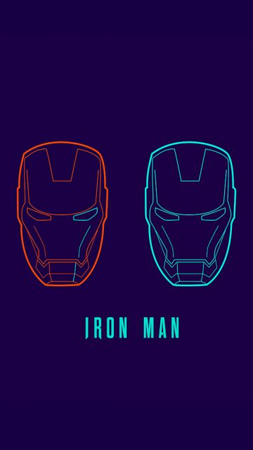 Iron Man Minimal Neon Art iPhone Wallpaper