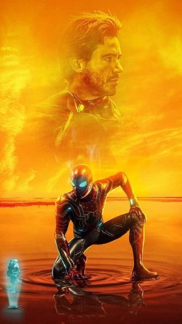 Iron Man and Spiderman in Soul World iPhone Wallpaper