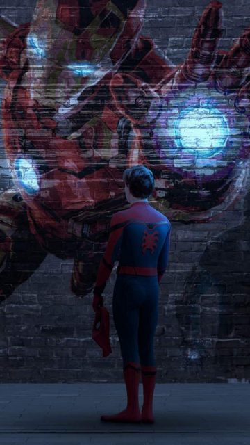 Iron Man in Memories of Spiderman iPhone Wallpaper