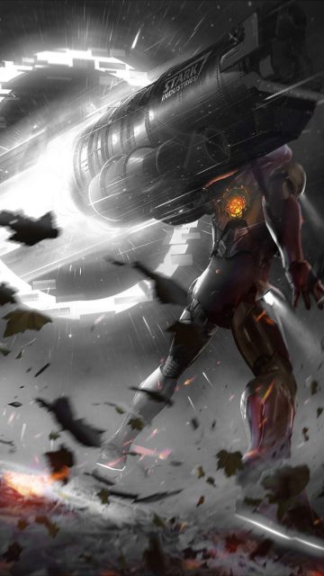 Iron Man using Proton Gun iPhone Wallpaper