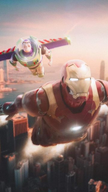 Iron Man with Buzz Lightyear iPhone Wallpaper