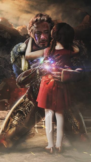 Iron Man with Daughter iPhone Wallpaper