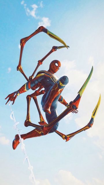 Iron Spider in Air iPhone Wallpaper
