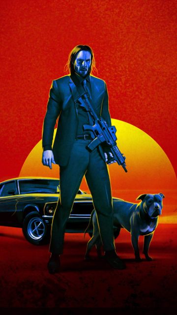John Wick with Dog Poster iPhone Wallpaper