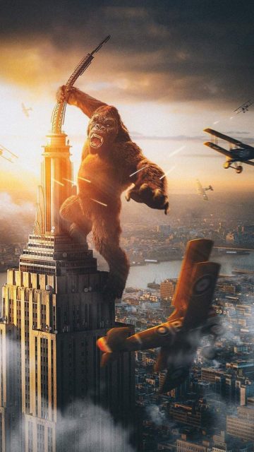 Kong in City iPhone Wallpaper