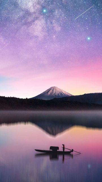 Milky Way Mount Fuji iPhone Wallpaper