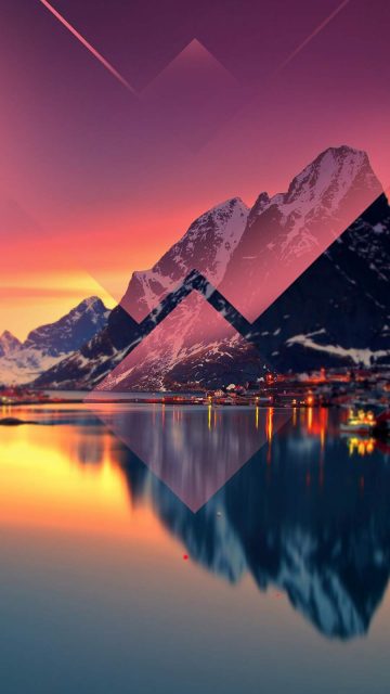 Mountain Lake Reflection Sunset iPhone Wallpaper