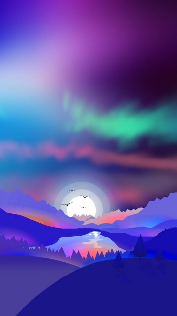 Nature Sky Northern Lights Art iPhone Wallpaper