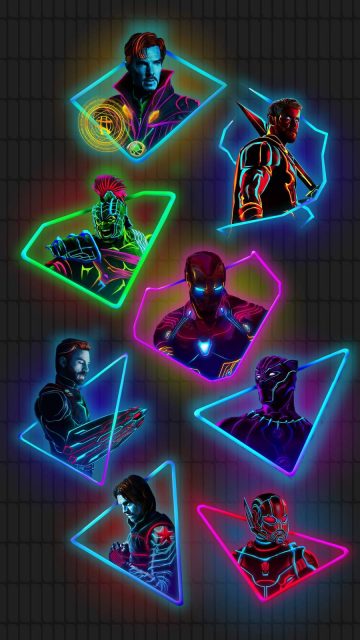 Neon Avengers iPhone Wallpaper