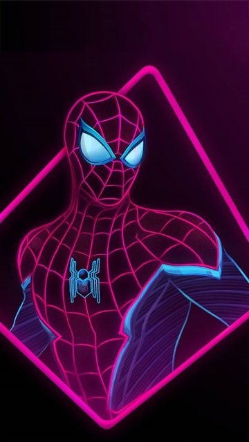 Spider Man Neon iPhone Wallpaper