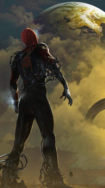 Spiderman on Venom Planet iPhone Wallpaper
