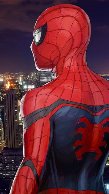 Spidey and City iPhone Wallpaper