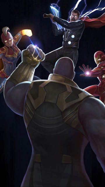 Thanos vs Avengers Art iPhone Wallpaper