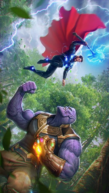Thor vs Thanos iPhone Wallpaper