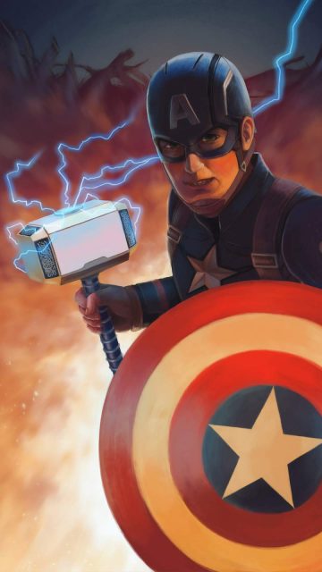 Captain America Mjolnir Art iPhone Wallpaper 1