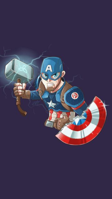 Captain America Mjolnir Art iPhone Wallpaper