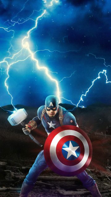 Captain America Mjolnir Avengers iPhone Wallpaper