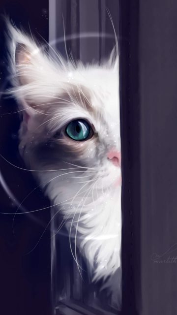 Cute Cat Green Eyes iPhone Wallpaper