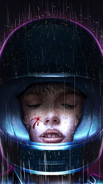 Cyberpunk Helmet Closed Eyes iPhone Wallpaper