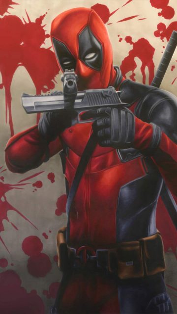 Deadpool with Guns iPhone Wallpaper