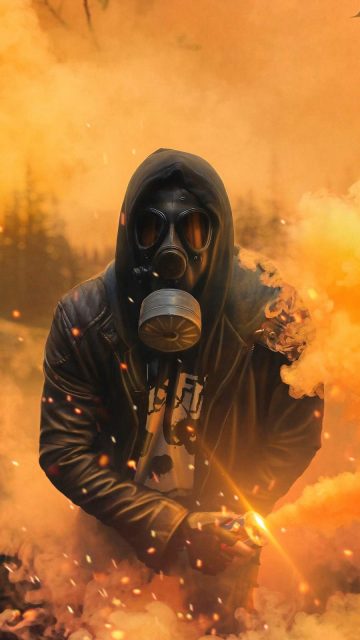 Gas Mask Hoodie Guy iPhone Wallpaper