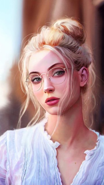 Girl with Glasses Artistic Portrait iPhone Wallpaper