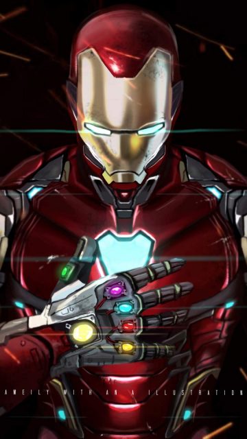 Iron Man with Infinity Gauntlet iPhone Wallpaper