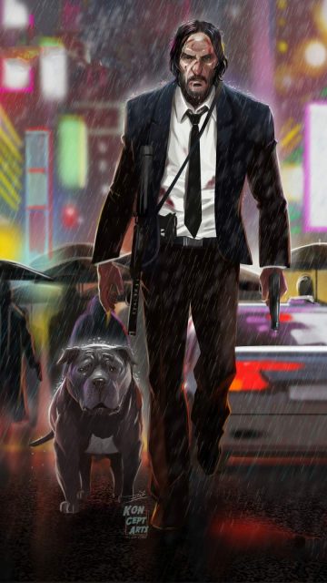 John Wick and Dog iPhone Wallpaper