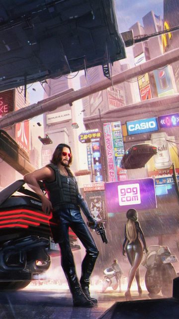 Keanu Reeves in Cyberpunk 2077 iPhone Wallpaper