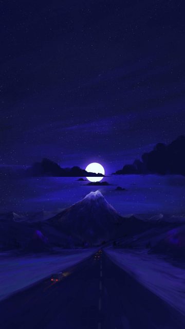 Moon Light Road iPhone Wallpaper