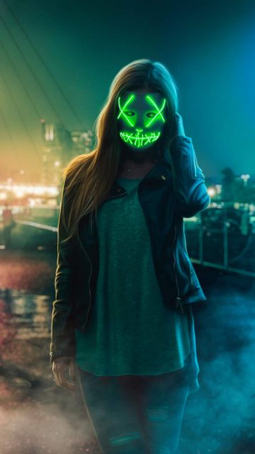 Neon Eye Mask Girl iPhone Wallpaper