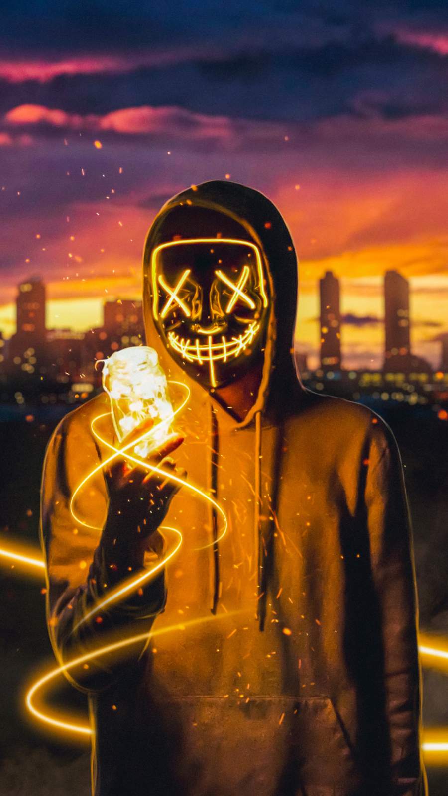 Neon Mask Guy with Light Cube iPhone Wallpaper - iPhone ...