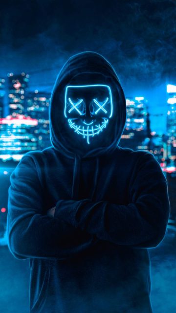 Neon Mask Hoodie Guy iPhone Wallpaper